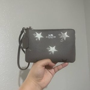 Coach Wristlet with Gray and Silver Star Print